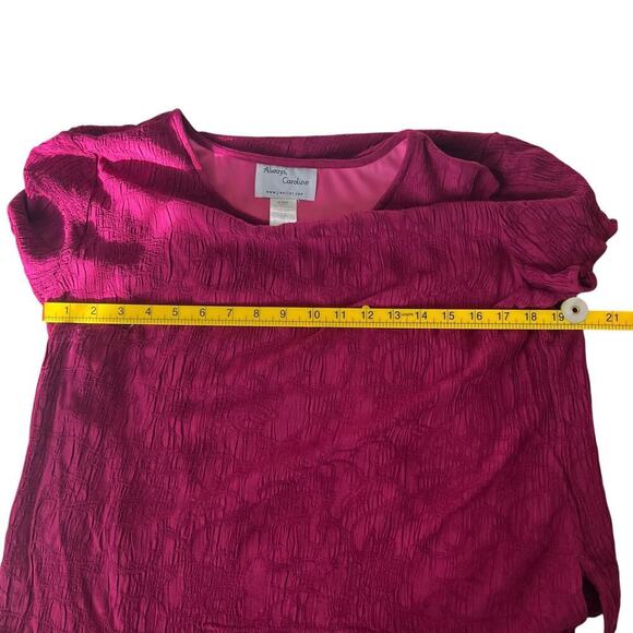 Always Carolyn Women’s 90s Vintage Slinky Short Sleeve Dress Fuchsia Size 16 - Picture 7 of 8